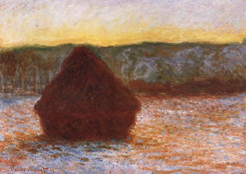 Claude Monet Grainstack,Thaw,Sunset Norge oil painting art